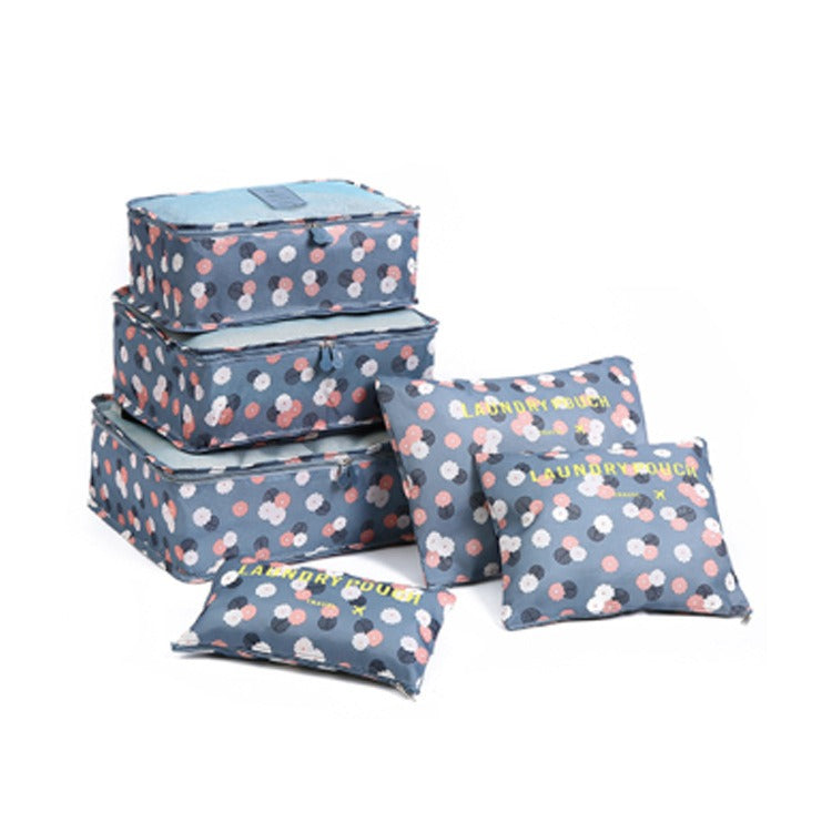 6-Piece Printed Waterproof Travel Storage Bag Set