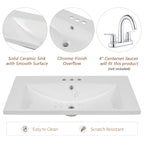 White Ceramic Vanity Top with Integrated Basin