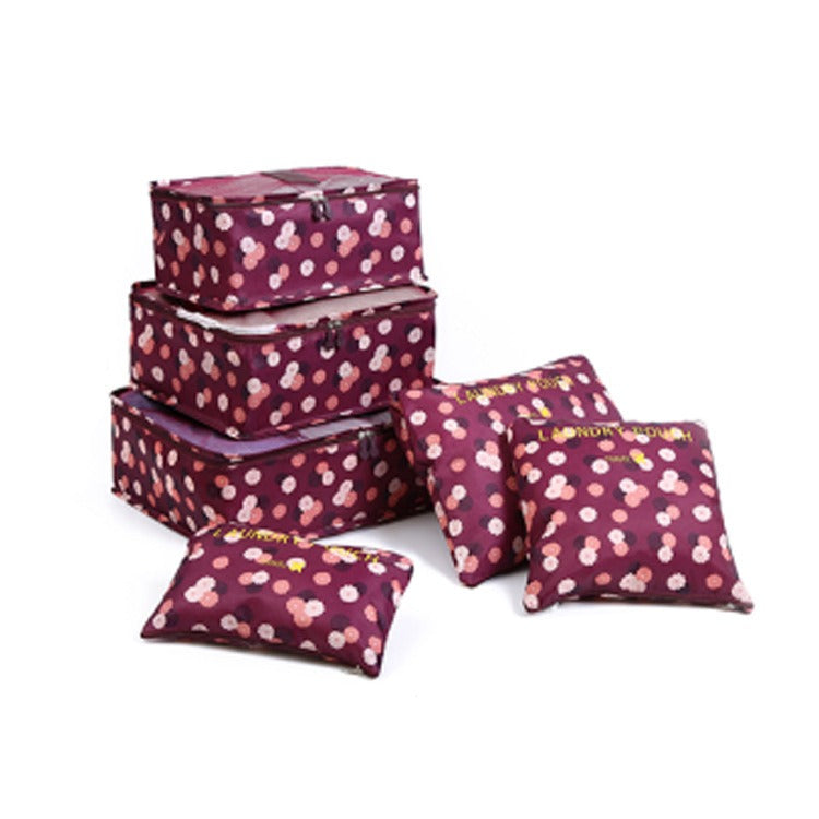 6-Piece Printed Waterproof Travel Storage Bag Set