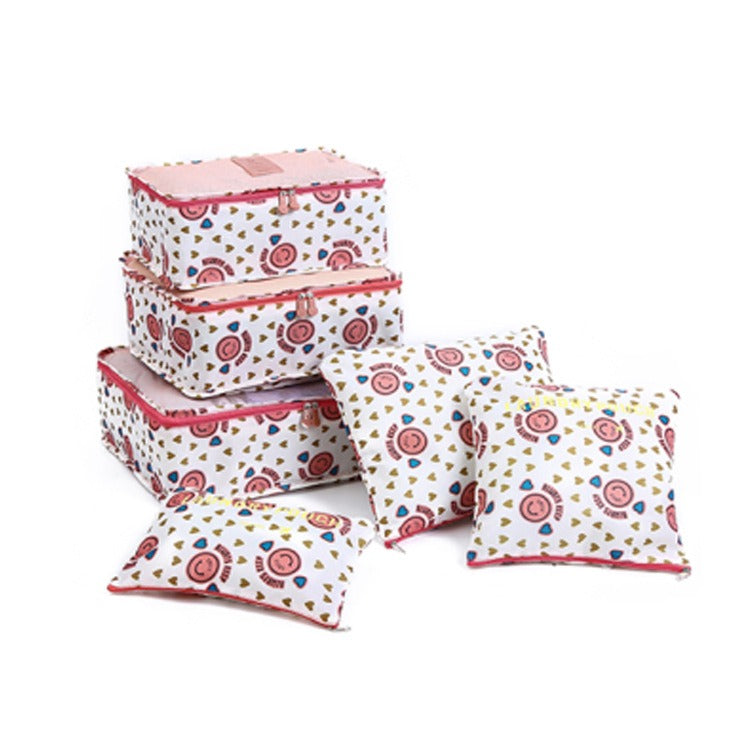 6-Piece Printed Waterproof Travel Storage Bag Set