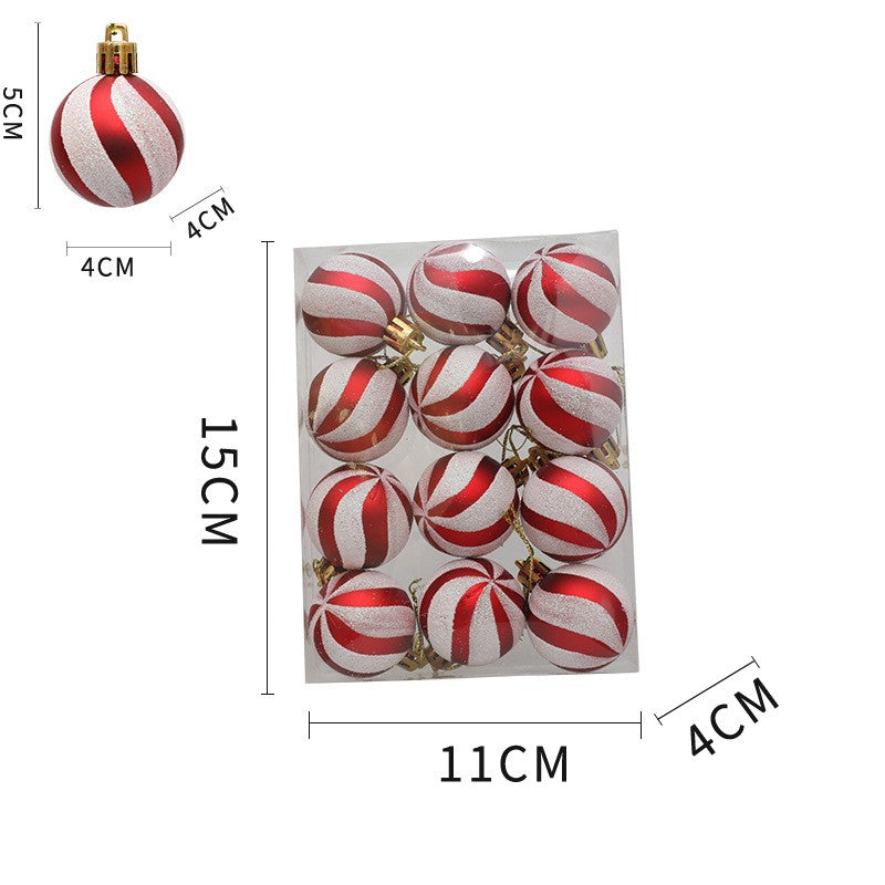 Red & White Threaded Christmas Ball Decorations