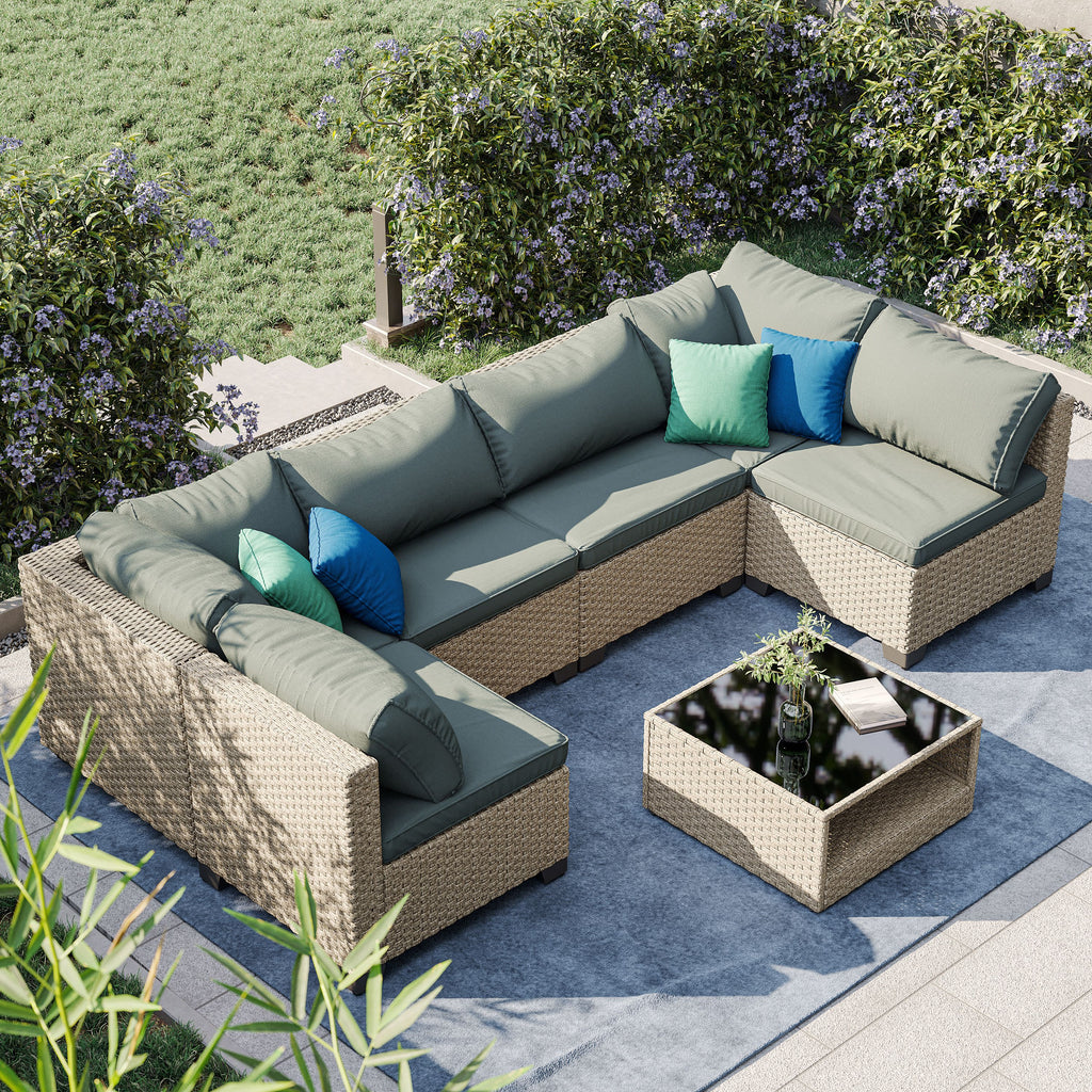 7-Piece Outdoor Patio Furniture Conversation Set