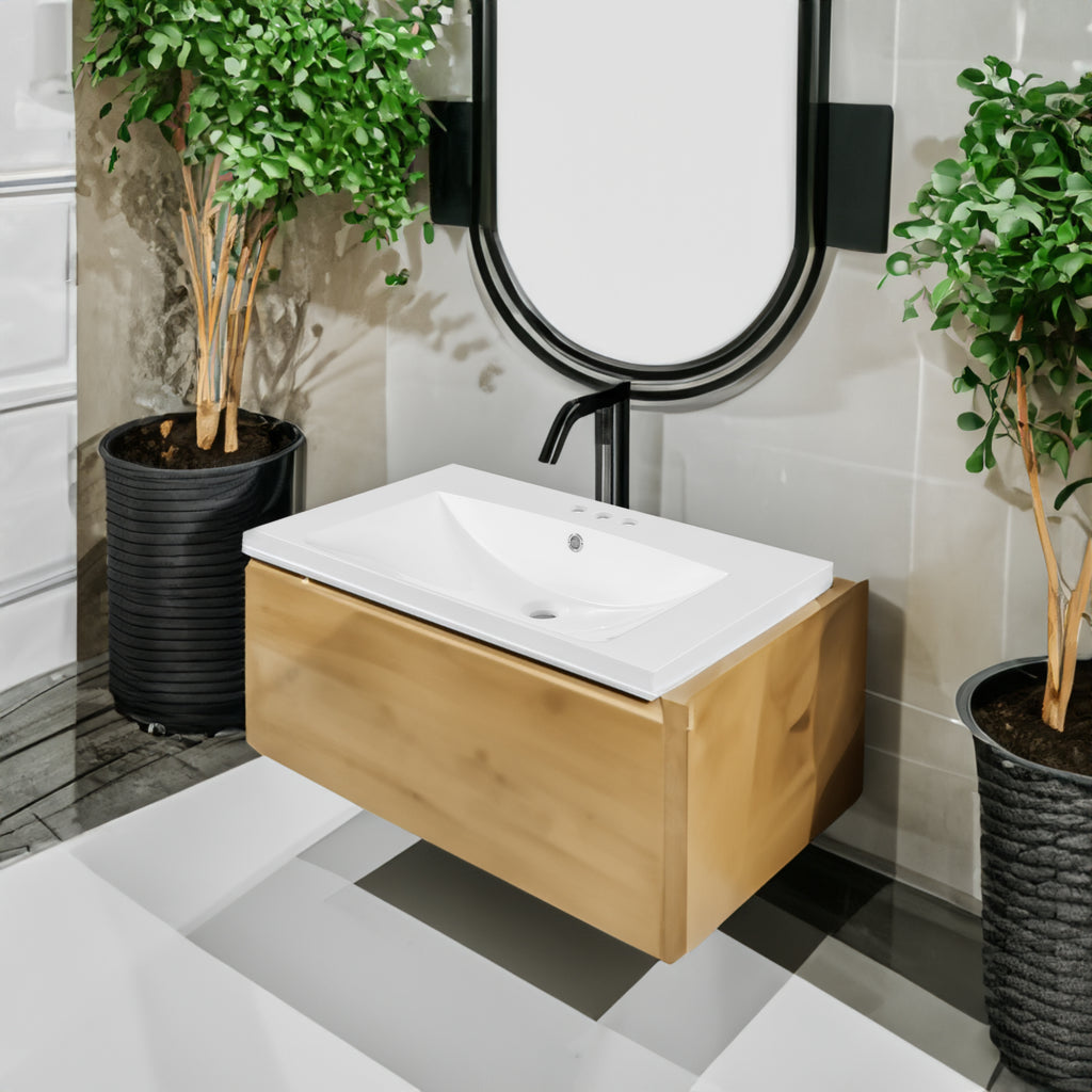 White Ceramic Vanity Top with Integrated Basin