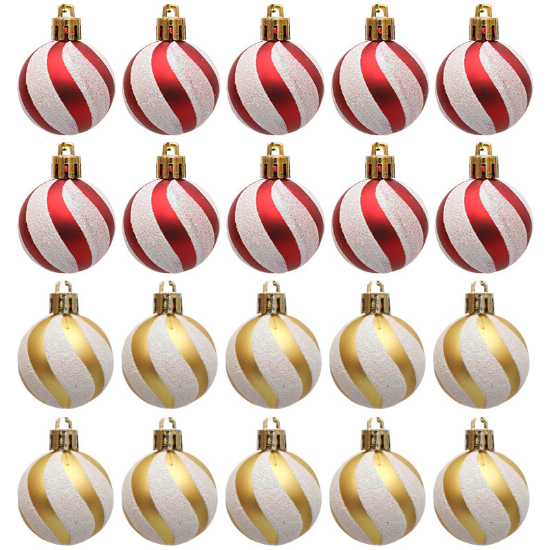 Red & White Threaded Christmas Ball Decorations