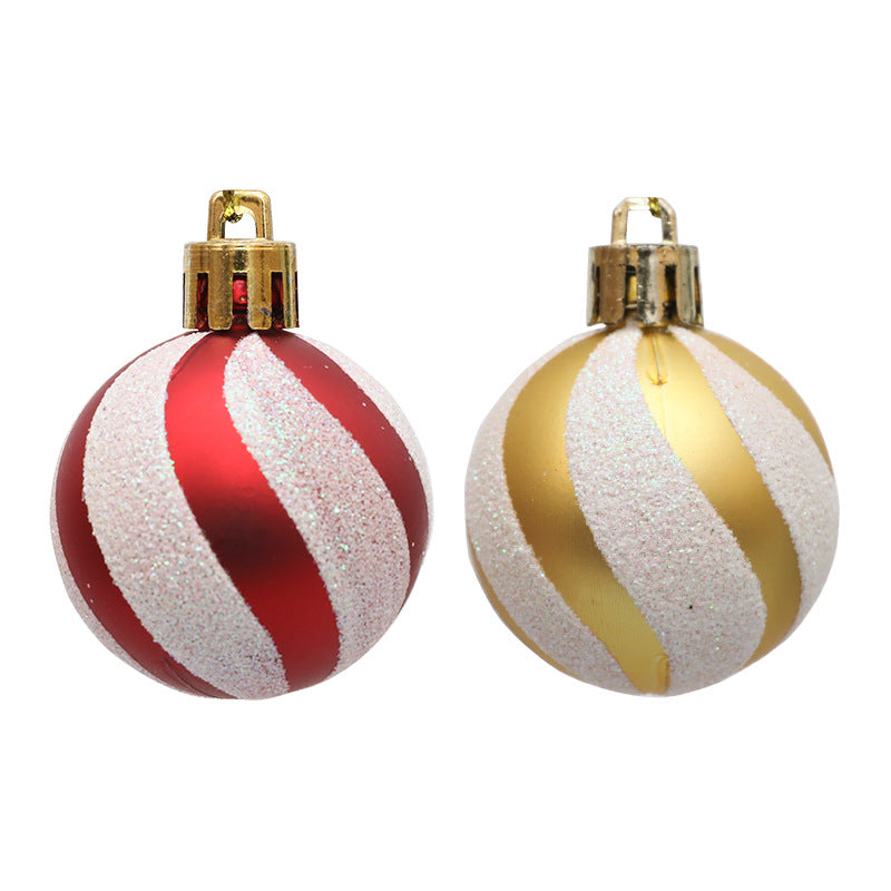 Red & White Threaded Christmas Ball Decorations