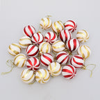 Red & White Threaded Christmas Ball Decorations