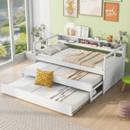 Twin XL Wood Daybed with 2 Trundles, Storage & USB Charging
